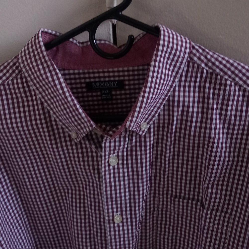 A men striped ox blood long sleeve shirt in excell